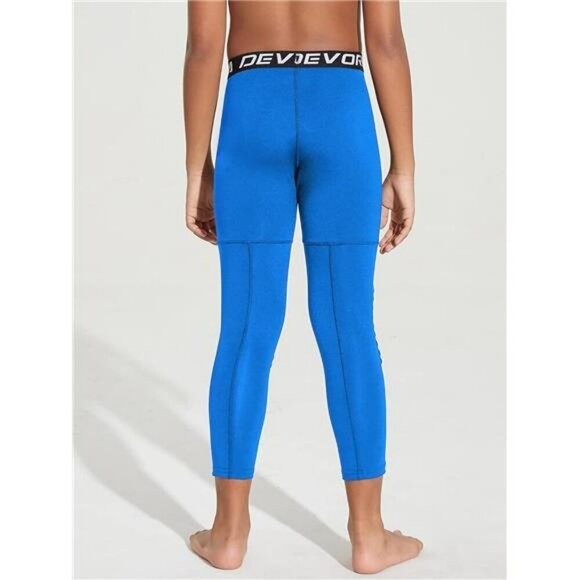 Youth Boys Compression Basketball Pants with Knee Pads Quick Dry Tights - Picture 3 of 7